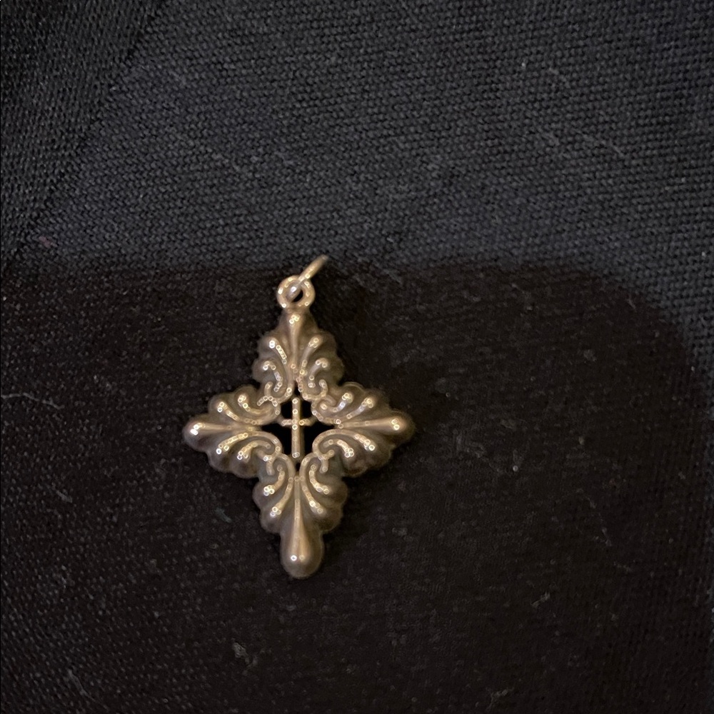 Ornate Sterling Silver Cross Pendant Necklace Charm